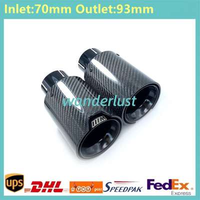 2PCS Glossy Black Carbon Fiber Exhaust Tip For M Performance BMW ID:70mm OD:93mm image 4