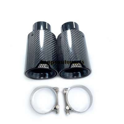 2PCS Glossy Black Carbon Fiber Exhaust Tip For M Performance BMW ID:70mm OD:93mm image 2