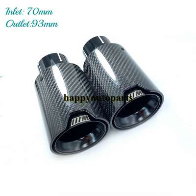 2PCS Glossy Black Carbon Fiber Exhaust Tip For M Performance BMW ID:70mm OD:93mm