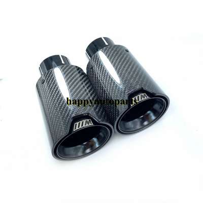 2PCS Glossy Black Carbon Fiber Exhaust Tip For M Performance BMW Universal Pipes image 3