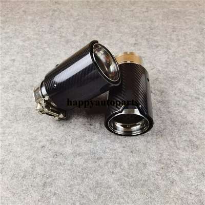 2PCS Glossy Silver Carbon Fiber Exhaust Tip For M Performance BMW Universal Pipe image 2