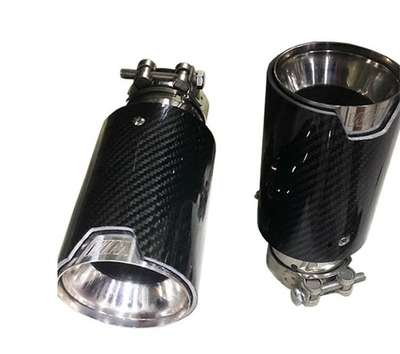 2PCS Silver+ Carbon Fiber Exhaust Tip For M Performance BMW Universal Pipes