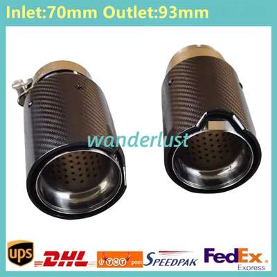 2X Glossy Silver Carbon Fiber Exhaust Tip For M Performance BMW ID:70mm OD:93mm image 2
