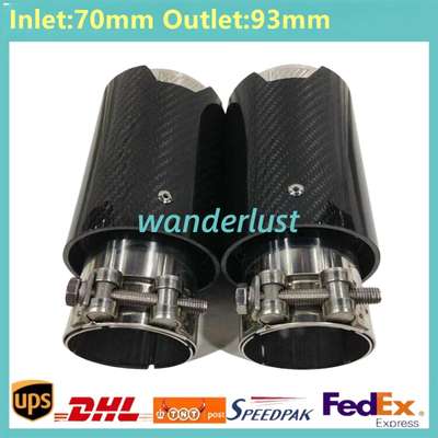 2X Glossy Silver Carbon Fiber Exhaust Tip For M Performance BMW ID:70mm OD:93mm image 4