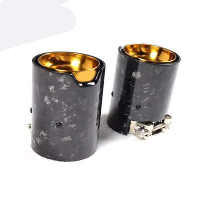 2pcs Glossy Forge Carbon Golden M Performance Exhaust tip for BMW M2 M3 M4 M5 M6 image 2