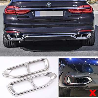 Chrome Steel Exhaust Muffler Tail Pipe Cover For BMW 7 Series G11 G12 2016-2018