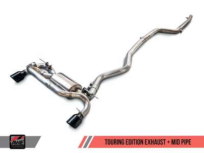 AWE Touring Axle Back Exhaust Black Tips 102mm Fits BMW F3X 340i 440i 3010-33042 image 2