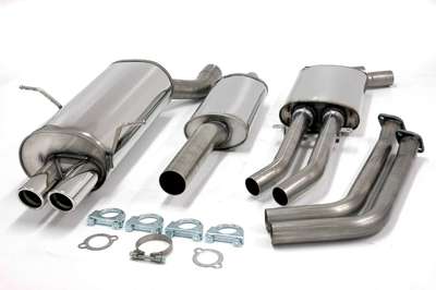 Jetex Performance Exhaust System Twin Round 70mm Tips for BMW 320i 325i 330i E46