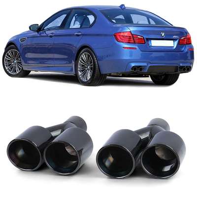 Smoked Black Gloss Exhaust Muffler Tips 4x89 mm For BMW F10 F11