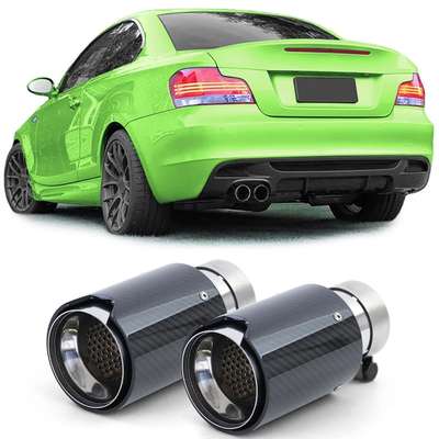 2х Carbon Black Performance Exhaust Muffler Tip 93mm x 181mm for BMW 1er E81 E82