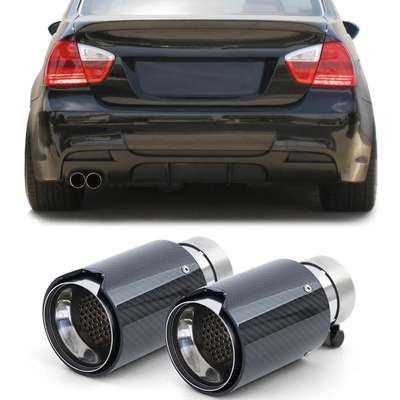 2x Carbon Black Performance Exhaust Muffler Tip 93mm x 181mm for BMW 3er E90 E91