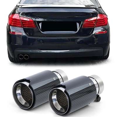 2x Carbon Black Performance Exhaust Muffler Tip 93mm x 181mm for BMW 5er F10 F11