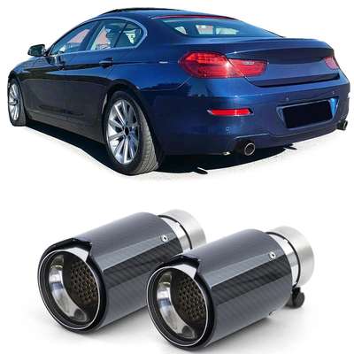 2x Carbon Black Performance Exhaust Muffler Tip 93mm x 181mm for BMW 6er F06 F12