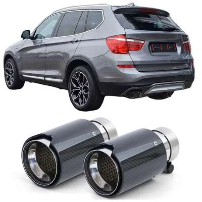 2x Carbon Black Performance Exhaust Muffler Tip 93mm x 181mm for BMW X3 F25