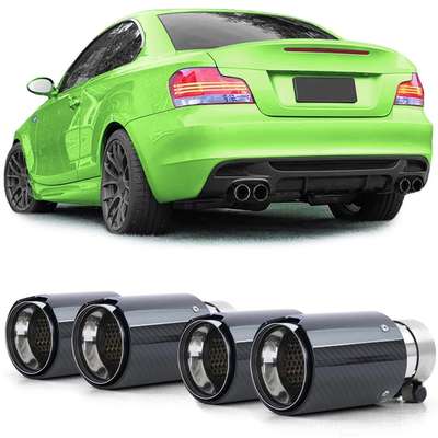 4х Carbon Black Performance Exhaust Muffler Tip 93mm x 181mm for BMW 1er E81 E82