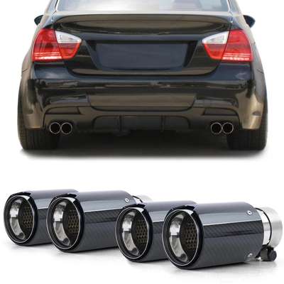 4x Carbon Black Performance Exhaust Muffler Tip 93mm x 181mm for BMW 3er E90 E91