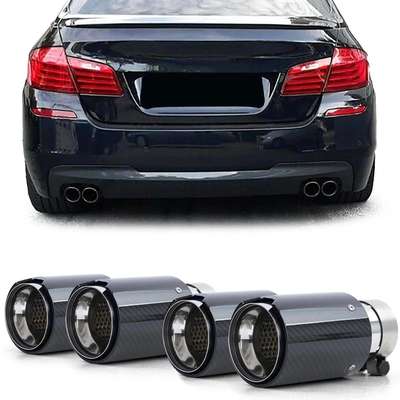 4x Carbon Black Performance Exhaust Muffler Tip 93mm x 181mm for BMW 5er F10 F11