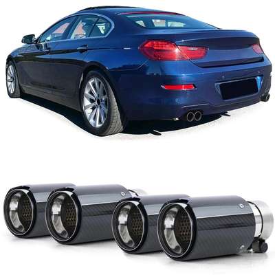 4x Carbon Black Performance Exhaust Muffler Tip 93mm x 181mm for BMW 6er F06 F12