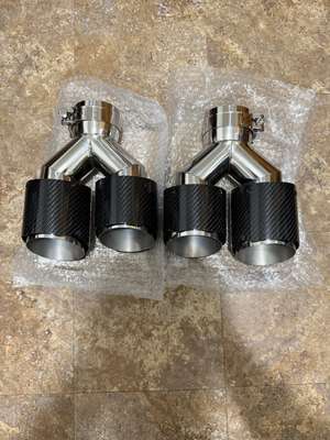 BMW Carbon Fiber Dual Exhaust Tips 3” Inlet To 4” Outlet, M Performance, 2 Pcs image 3