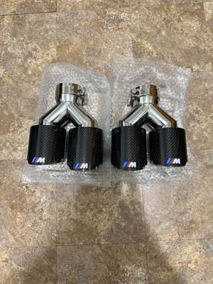 BMW Carbon Fiber Dual Exhaust Tips 3” Inlet To 4” Outlet, M Performance, 2 Pcs
