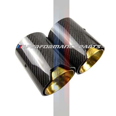 BMW M PERFORMANCE EXHAUST ONLY CARBON TIP M2/M3/M4 67MM 120MM 93MM GOLD image 3
