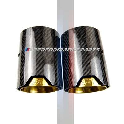 BMW M PERFORMANCE EXHAUST ONLY CARBON TIP M2/M3/M4 67MM 120MM 93MM GOLD image 4