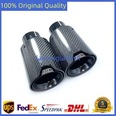 2PCS 2.5''Inlet Glossy Black Carbon Fiber Exhaust Tip For M Performance BMW Pipe image 2