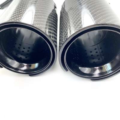 For M Performance BMW Universal Pipes 2PCS Glossy Black Carbon Fiber Exhaust Tip image 4