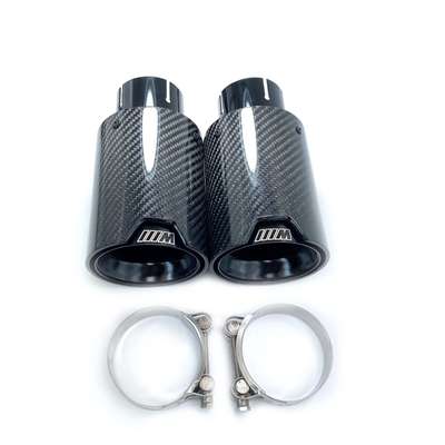 For M Performance BMW Universal Pipes 2PCS Glossy Black Carbon Fiber Exhaust Tip