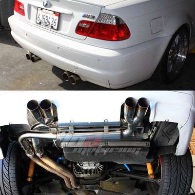 2.75"DUAL MUFFLER TIP STAINLESS STEEL EXHAUST AXLE/CATBACK SYSTEM FOR BMW E46 M3 image 5