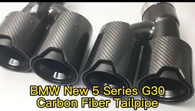 Dual Black Carbon Fibre Exhaust Tips BMW G30 G38 F90 5 Series 525i 528i 530i image 4