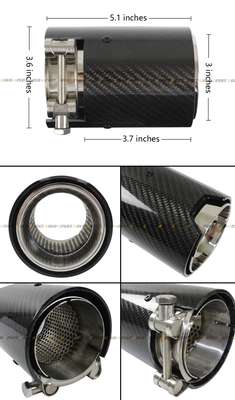 FOR 2015-2019 BMW F80 M3 F82 M4 CARBON FIBER STAINLESS EXHAUST TIP FINISHERS X 4 image 3