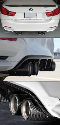 FOR 2015-2019 BMW F80 M3 F82 M4 CARBON FIBER STAINLESS EXHAUST TIP FINISHERS X 4 image 4