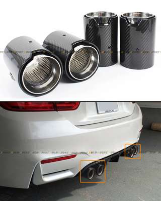 FOR 2015-2019 BMW F80 M3 F82 M4 CARBON FIBER STAINLESS EXHAUST TIP FINISHERS X 4