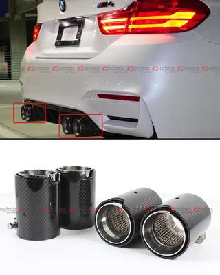 FOR 2015-2019 BMW M2 M3 M4 CARBON FIBER STAINLESS EXHAUST TIP PIPE FINISHERS X 4 image 2