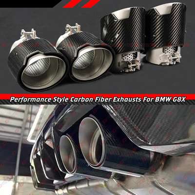 FOR 21-26 BMW G80 G82 M3 M4 CARBON FIBER MATT STAINLESS EXHAUST TIP FINISHER X 4 image 2
