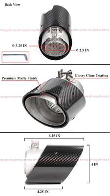 FOR 21-26 BMW G80 G82 M3 M4 CARBON FIBER MATT STAINLESS EXHAUST TIP FINISHER X 4 image 3
