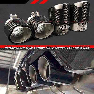 FOR 21-26 BMW G80 G82 M3 M4 CARBON FIBER MATT STAINLESS EXHAUST TIP FINISHER X 4