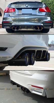 FOR BMW M2 M3 M4 CARBON FIBER STAINLESS BLUE BURNT TIP EXHAUST PIPE FINISHER 4PC image 5