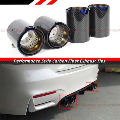 FOR BMW M2 M3 M4 CARBON FIBER STAINLESS BLUE BURNT TIP EXHAUST PIPE FINISHER 4PC image 2