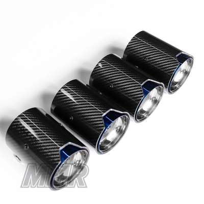 FOR BMW M2 M3 M4 CARBON FIBER STAINLESS BLUE BURNT TIP EXHAUST PIPE FINISHER 4PC image 2