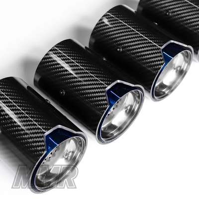 FOR BMW M2 M3 M4 CARBON FIBER STAINLESS BLUE BURNT TIP EXHAUST PIPE FINISHER 4PC image 3
