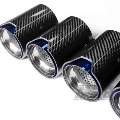 FOR BMW M2 M3 M4 CARBON FIBER STAINLESS BLUE BURNT TIP EXHAUST PIPE FINISHER 4PC image 4
