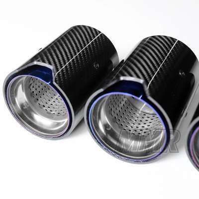 FOR BMW M2 M3 M4 CARBON FIBER STAINLESS BLUE BURNT TIP EXHAUST PIPE FINISHER 4PC image 5