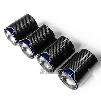 FOR BMW M2 M3 M4 CARBON FIBER STAINLESS BLUE BURNT TIP EXHAUST PIPE FINISHER 4PC
