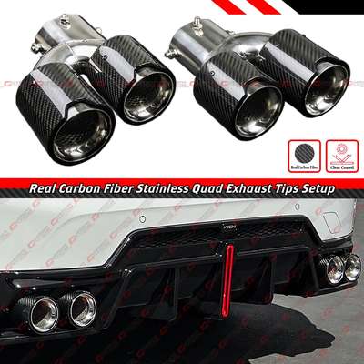 FOR BMW M240i M440i M550i Z4 M40i CARBON FIBER STAINLESS STEEL QUAD EXHAUST TIP image 3