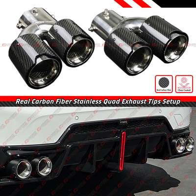 FOR BMW M240i M440i M550i Z4 M40i CARBON FIBER STAINLESS STEEL QUAD EXHAUST TIP