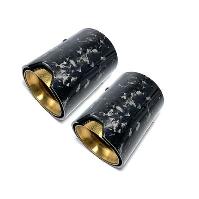 For BMW M2 M3 M4 M5 M6 2*Glossy Forge Carbon Golden M Performance Exhaust tip