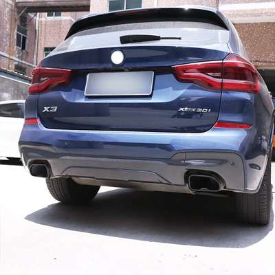Black Steel Exhaust Tips Tailpipe End Trim Covers Fit BMW X3 G01 M40i 2018-2021 image 2
