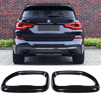 Black Steel Exhaust Tips Tailpipe End Trim Covers For BMW X3 G01 M40i 2018-2021